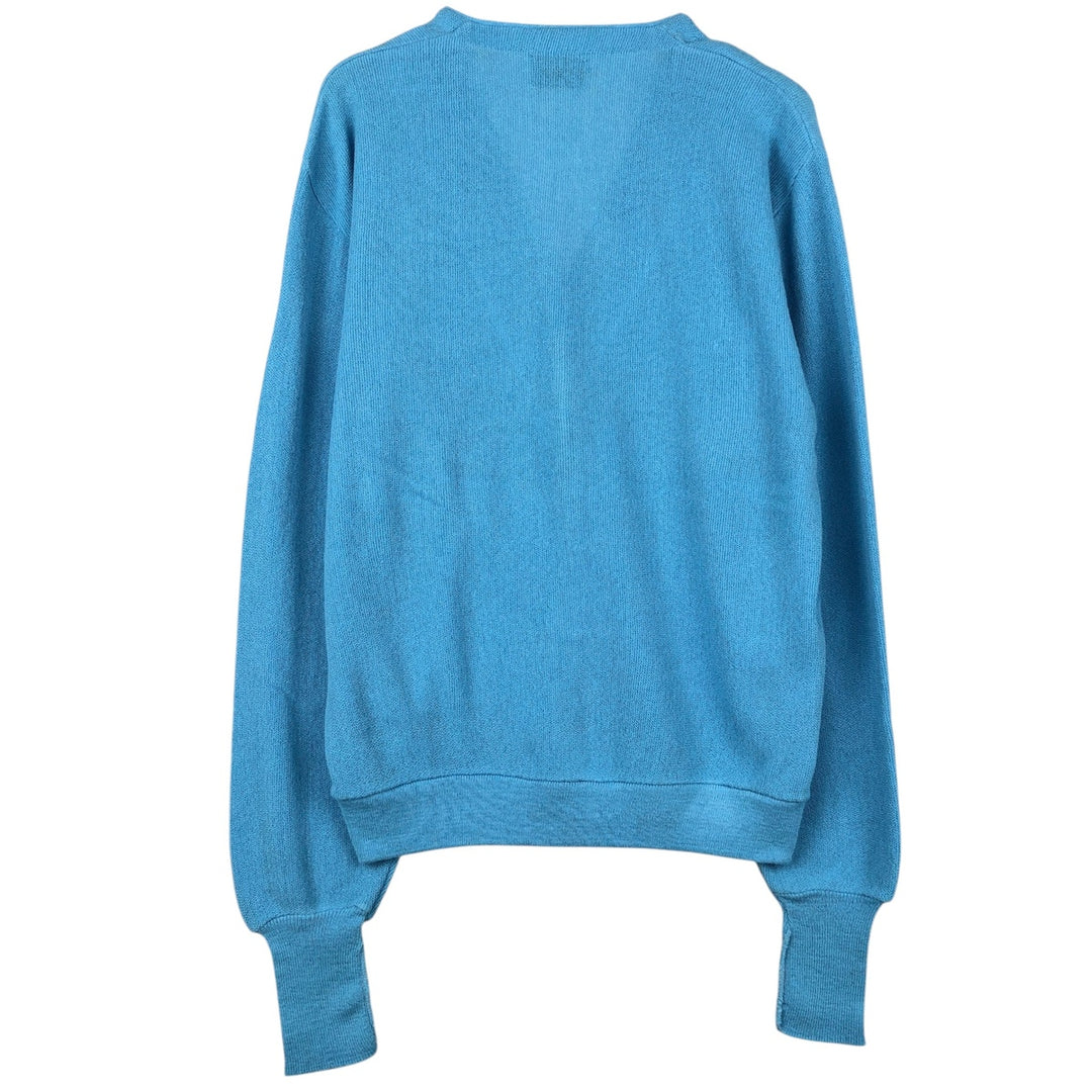 ~1980'S JCPenney The Fox Sweater Acrylic Knit Cardigan, Made in USA, Men's Size L (approx.), Vintage Oron Acrylic Blue type light blue Vintage Second Hand