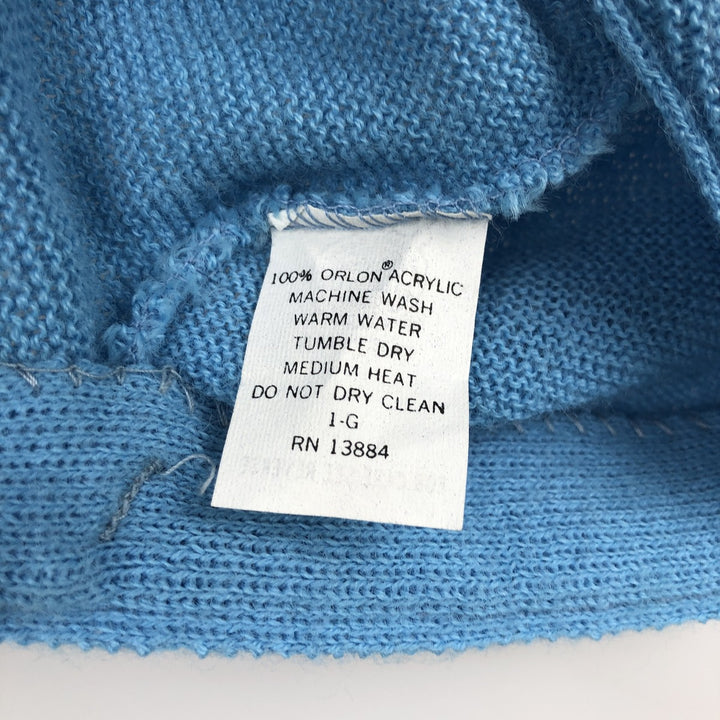 ~1980'S JCPenney The Fox Sweater Acrylic Knit Cardigan, Made in USA, Men's Size L (approx.), Vintage Oron Acrylic Blue type light blue Vintage Second Hand