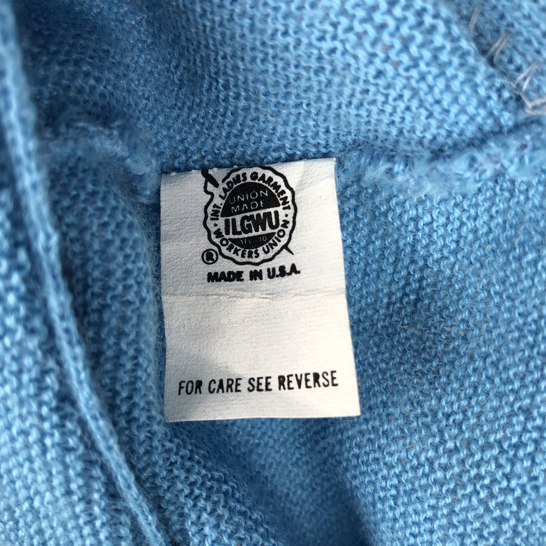 ~1980'S JCPenney The Fox Sweater Acrylic Knit Cardigan, Made in USA, Men's Size L (approx.), Vintage Oron Acrylic Blue type light blue Vintage Second Hand