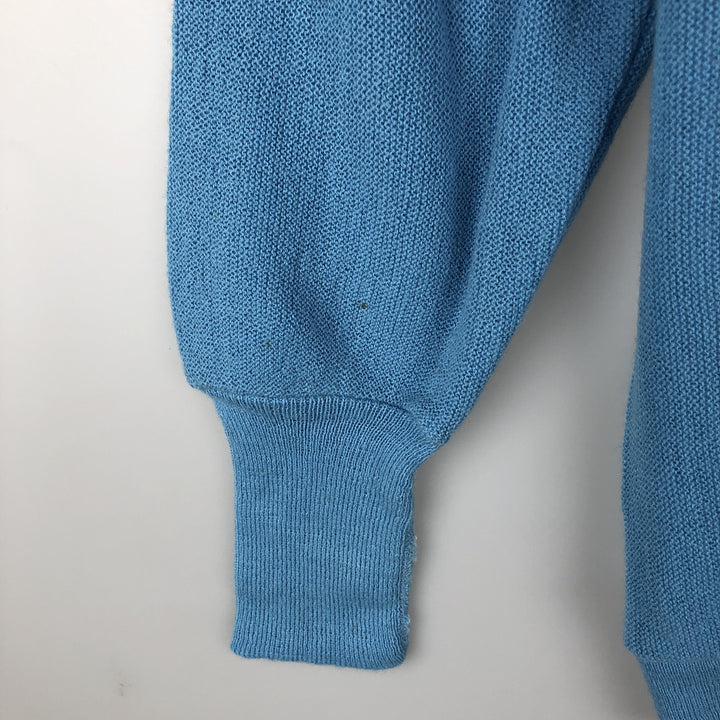 ~1980'S JCPenney The Fox Sweater Acrylic Knit Cardigan, Made in USA, Men's Size L (approx.), Vintage Oron Acrylic Blue type light blue Vintage Second Hand