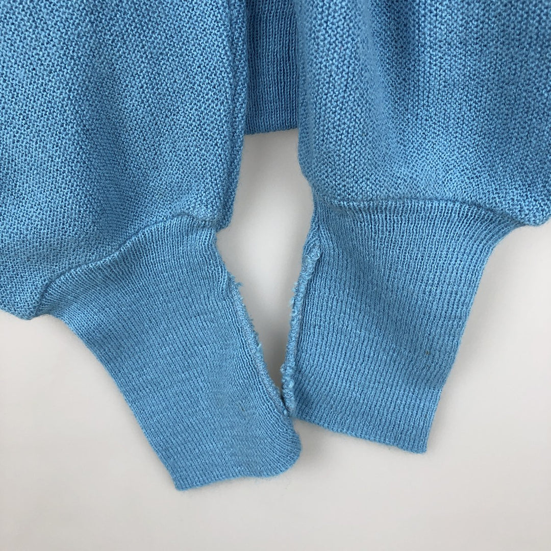 ~1980'S JCPenney The Fox Sweater Acrylic Knit Cardigan, Made in USA, Men's Size L (approx.), Vintage Oron Acrylic Blue type light blue Vintage Second Hand