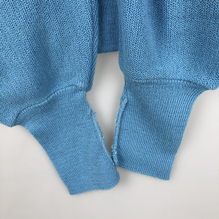 ~1980'S JCPenney The Fox Sweater Acrylic Knit Cardigan, Made in USA, Men's Size L (approx.), Vintage Oron Acrylic Blue type light blue Vintage Second Hand
