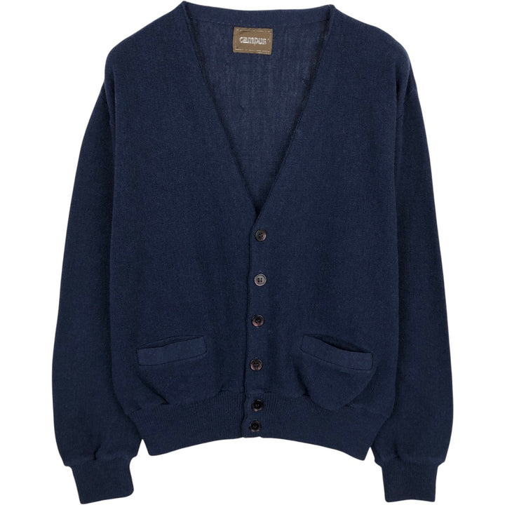 80'S CAMPUS Acrylic Knit Cardigan, Made in USA, Men's Size L (approx.), Vintage acrylic navy blue type Vintage Second Hand