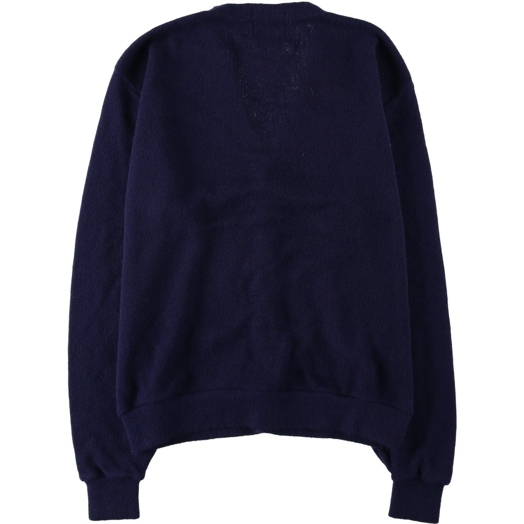 70s-80'S Sportswear Acrylic Knit Cardigan, Men's Size L (Equivalent), Vintage Oron Acrylic navy blue type Vintage Second Hand