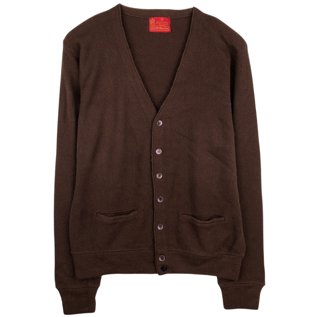 1960s-1970'S Sears KINGS ROAD The Men's Store acrylic knit cardigan, men's size M (approx.) Oron Acrylic brown type Vintage Second Hand