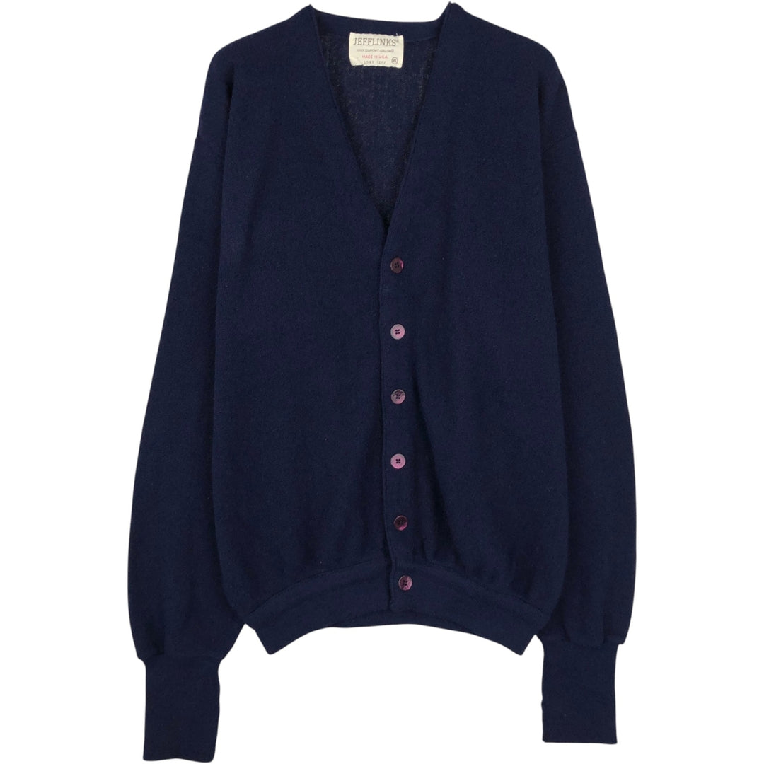 JEFFLINKS Acrylic Knit Cardigan, Made in USA, Men's Size XL (approx.) Oron Acrylic navy blue type Vintage Second Hand