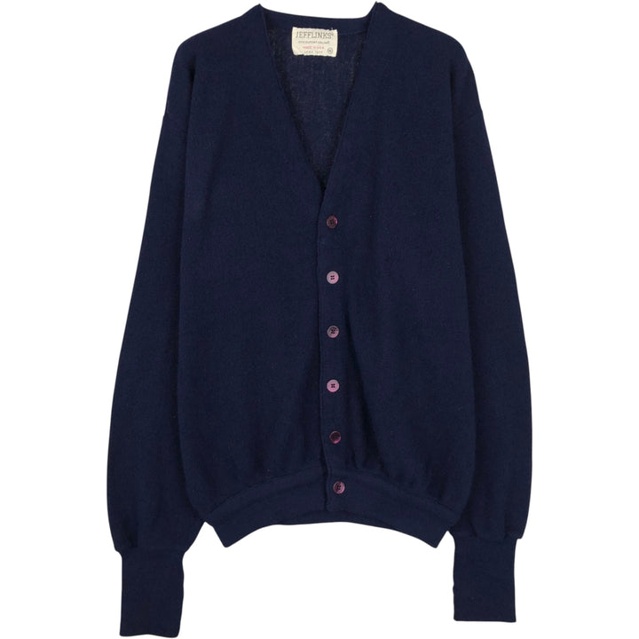 JEFFLINKS Acrylic Knit Cardigan, Made in USA, Men's Size XL (approx.) Oron Acrylic navy blue type Vintage Second Hand
