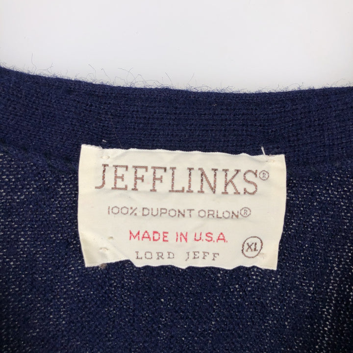 JEFFLINKS Acrylic Knit Cardigan, Made in USA, Men's Size XL (approx.) Oron Acrylic navy blue type Vintage Second Hand