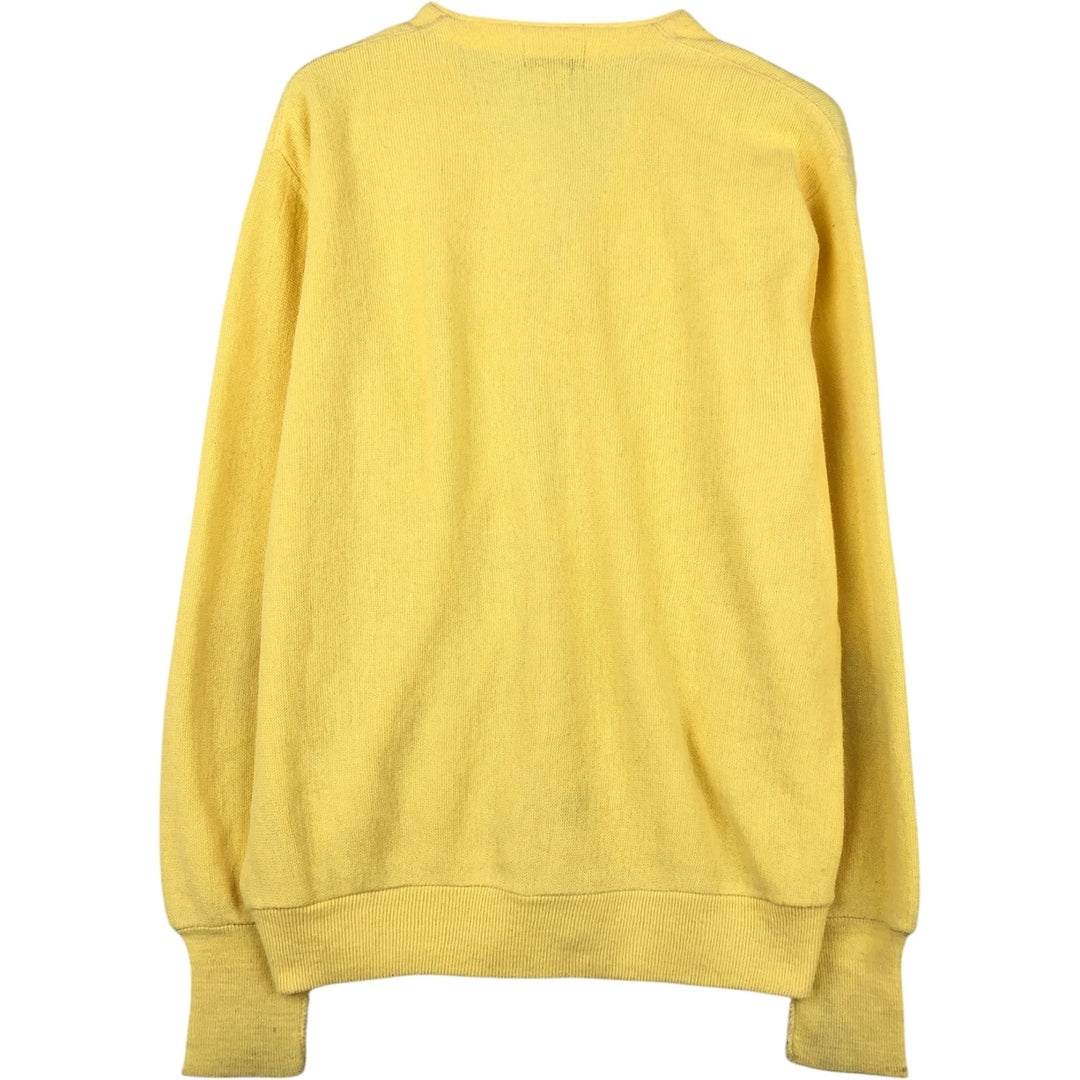 ~90'S Lacoste CLUB Acrylic Knit Cardigan, Made in USA, Men's Size L (approx.), Vintage Oron Acrylic yellow type Vintage Second Hand