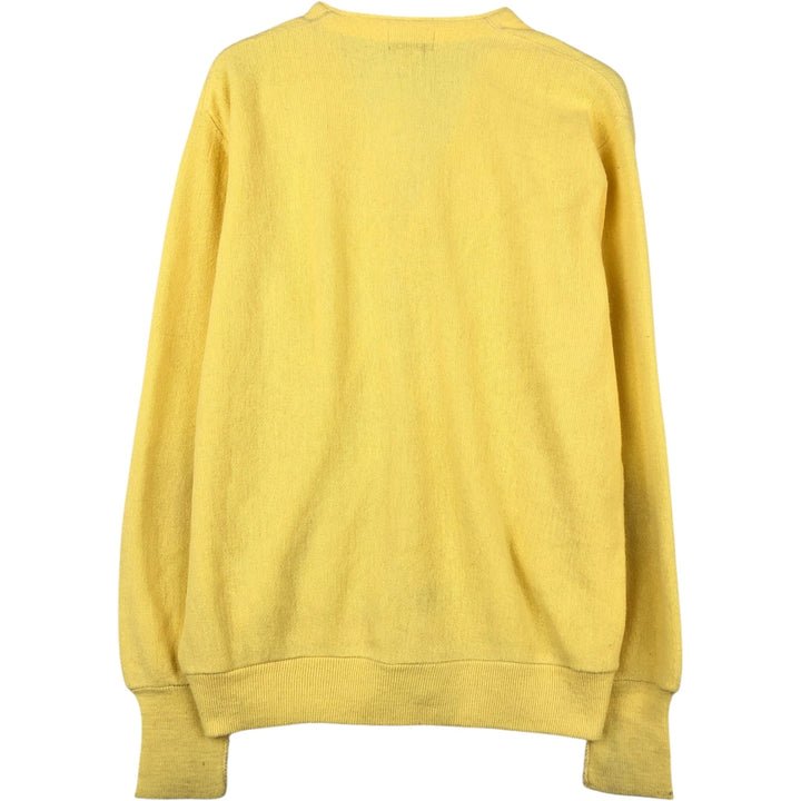~90'S Lacoste CLUB Acrylic Knit Cardigan, Made in USA, Men's Size L (approx.), Vintage Oron Acrylic yellow type Vintage Second Hand