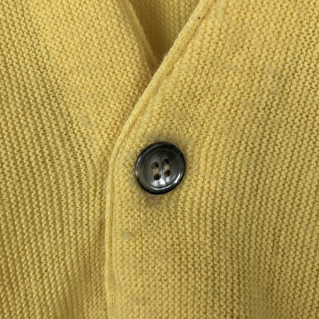 ~90'S Lacoste CLUB Acrylic Knit Cardigan, Made in USA, Men's Size L (approx.), Vintage Oron Acrylic yellow type Vintage Second Hand
