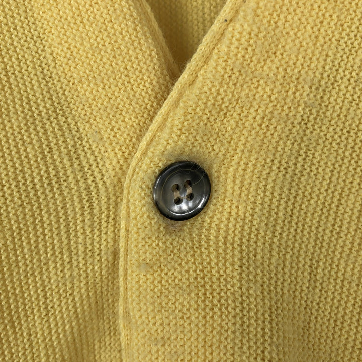 ~90'S Lacoste CLUB Acrylic Knit Cardigan, Made in USA, Men's Size L (approx.), Vintage Oron Acrylic yellow type Vintage Second Hand