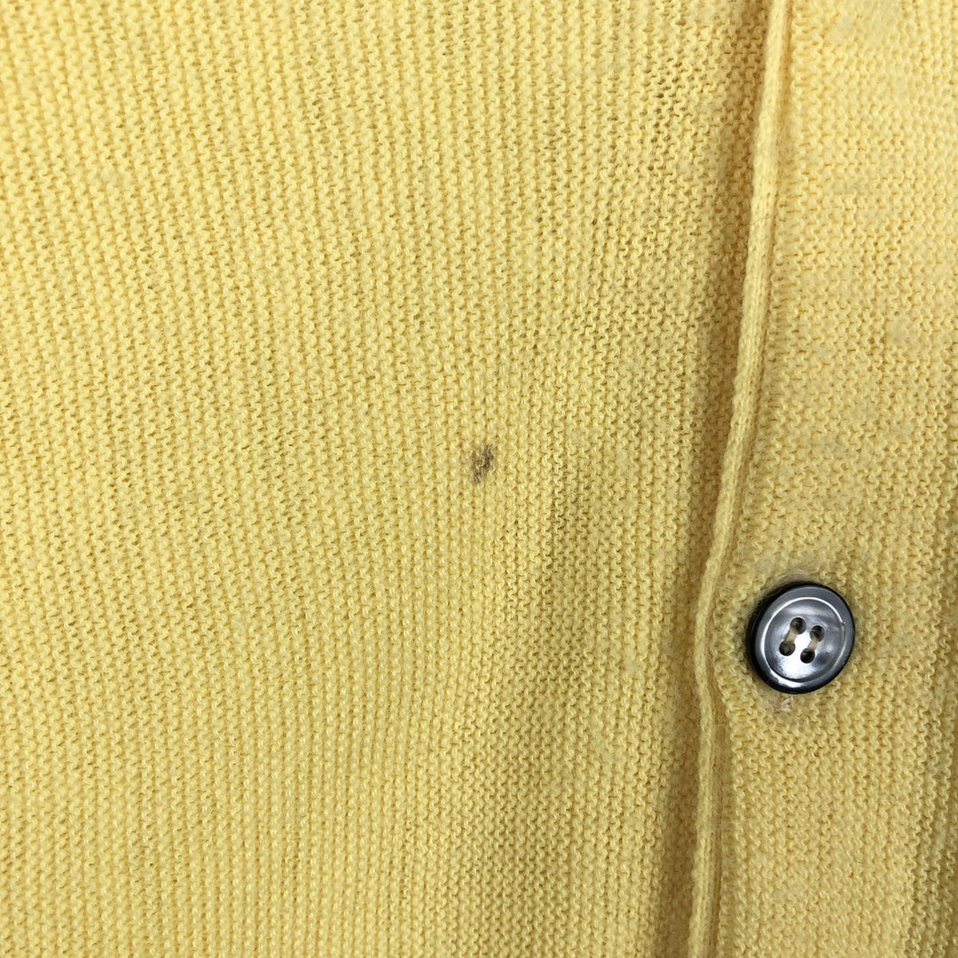 ~90'S Lacoste CLUB Acrylic Knit Cardigan, Made in USA, Men's Size L (approx.), Vintage Oron Acrylic yellow type Vintage Second Hand