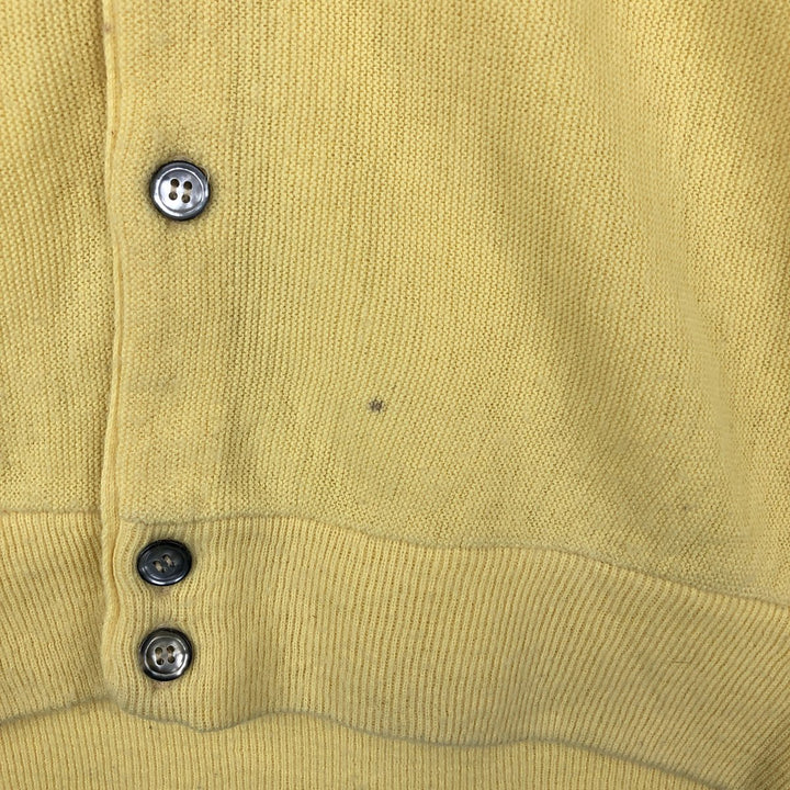 ~90'S Lacoste CLUB Acrylic Knit Cardigan, Made in USA, Men's Size L (approx.), Vintage Oron Acrylic yellow type Vintage Second Hand