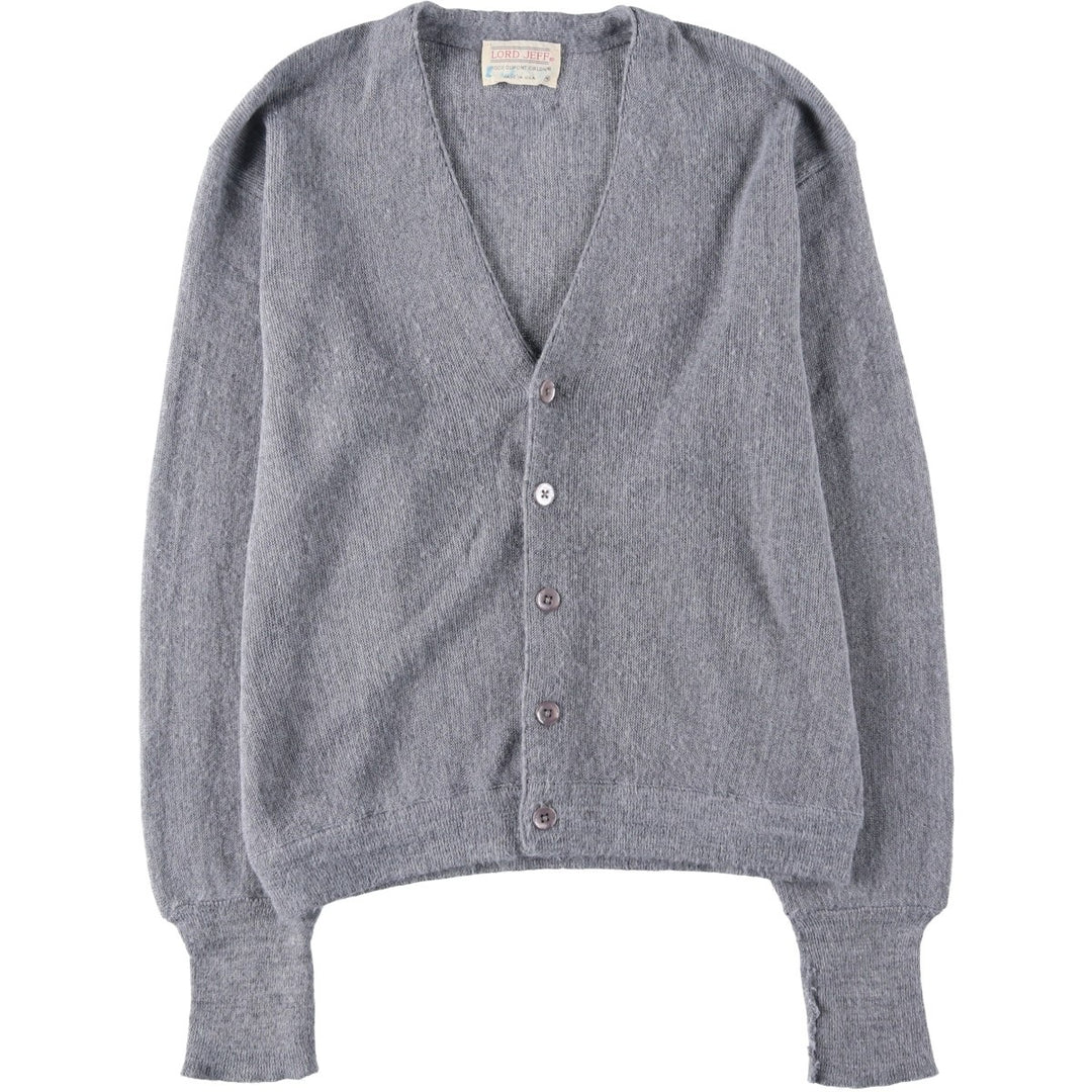 70s-80'S LORD JEFF Acrylic Knit Cardigan, Made in USA, Men's Size M (approx.), Vintage Oron Acrylic gray type Vintage Second Hand