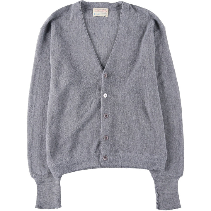 70s-80'S LORD JEFF Acrylic Knit Cardigan, Made in USA, Men's Size M (approx.), Vintage Oron Acrylic gray type Vintage Second Hand