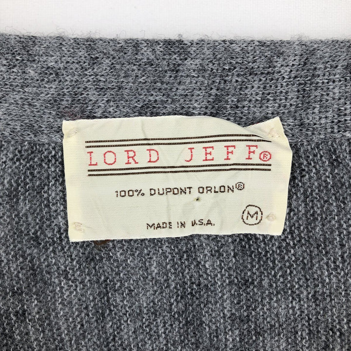 70s-80'S LORD JEFF Acrylic Knit Cardigan, Made in USA, Men's Size M (approx.), Vintage Oron Acrylic gray type Vintage Second Hand