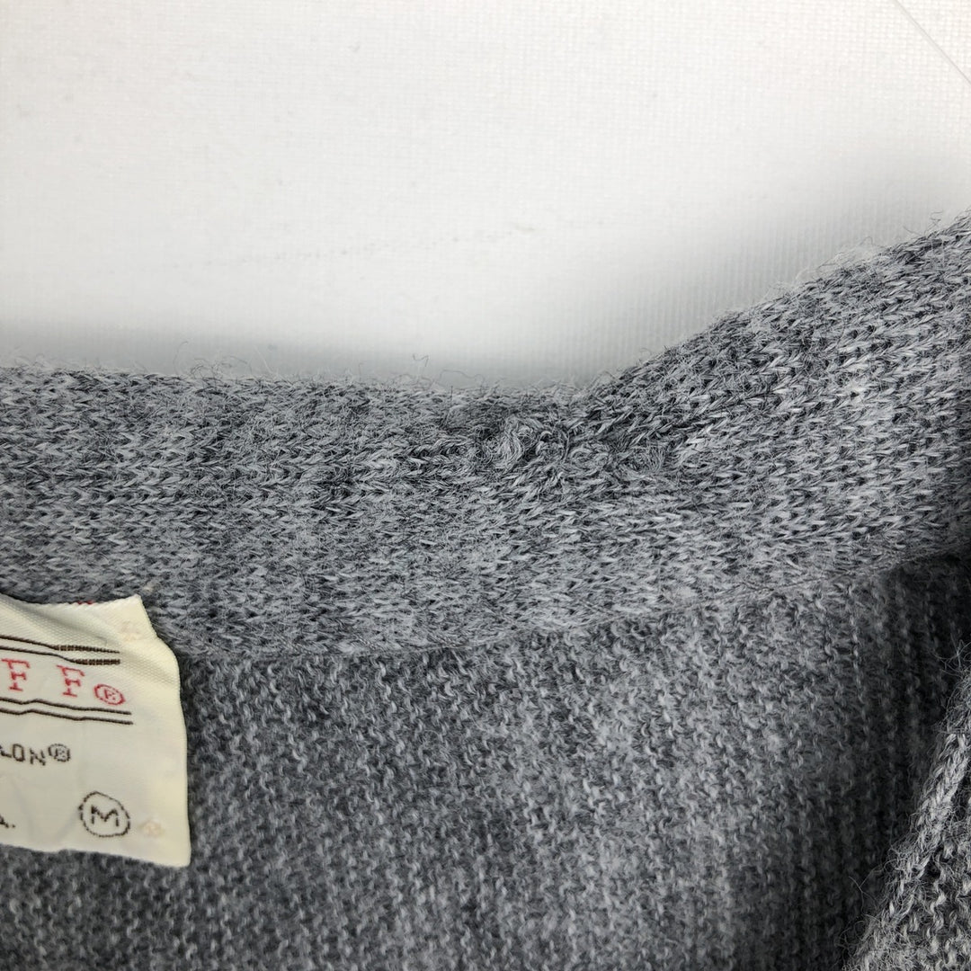 70s-80'S LORD JEFF Acrylic Knit Cardigan, Made in USA, Men's Size M (approx.), Vintage Oron Acrylic gray type Vintage Second Hand