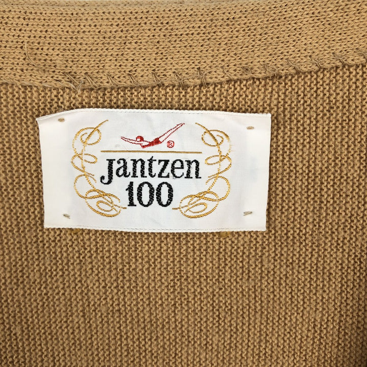 70s-80'S Jantzen 100 Knit Cardigan, Made in USA, Men's XL equivalent, Vintage unclear Beige type Vintage Second Hand