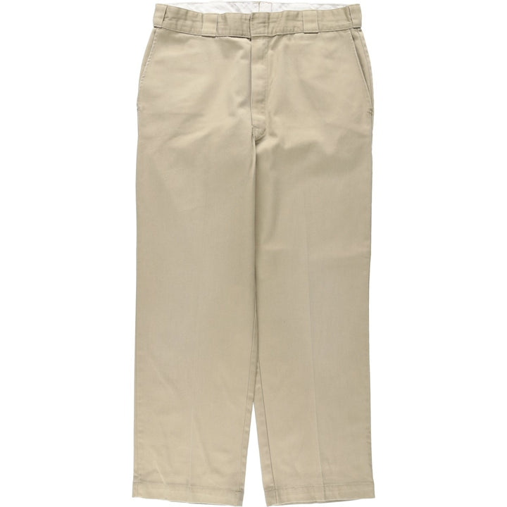 80'S Dickies Chibi Tag Work Pants Made in USA Men's W35 Vintage polyester Beige type Vintage Second Hand