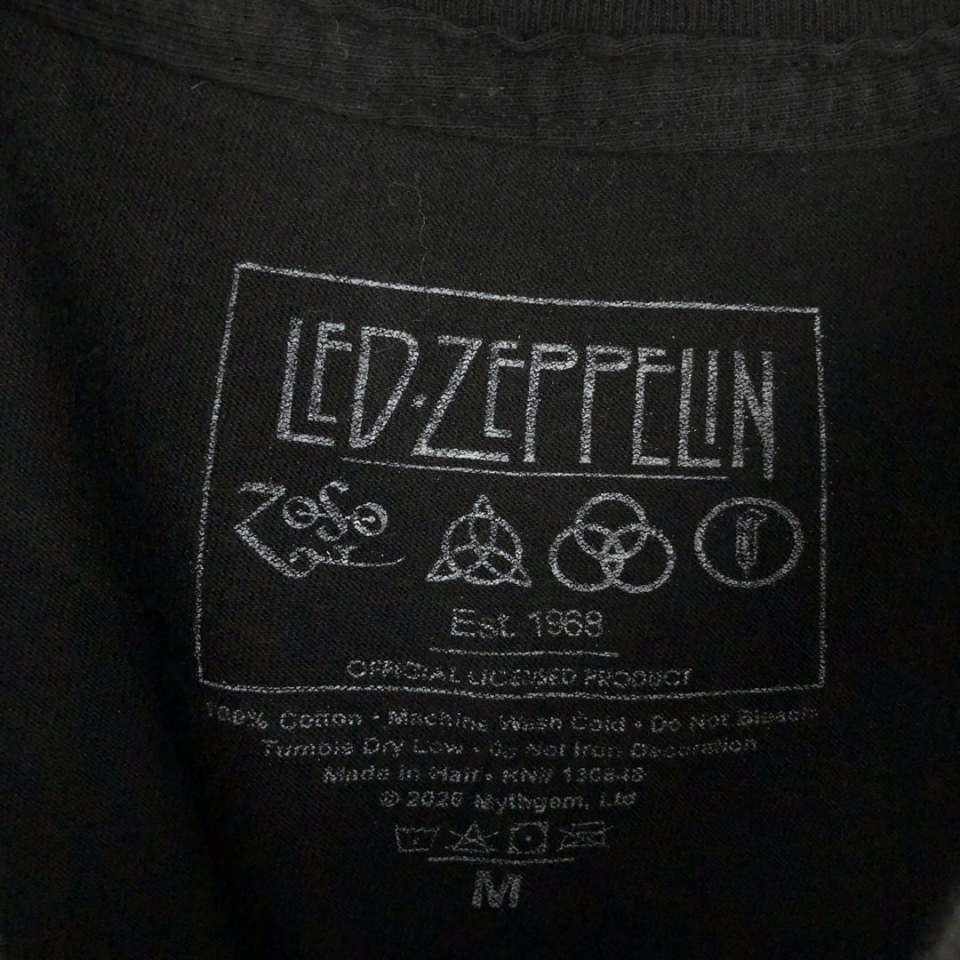 LED ZEPPELIN Led Zeppelin Band T-shirt Band T Men's M size cotton black type Vintage Second Hand