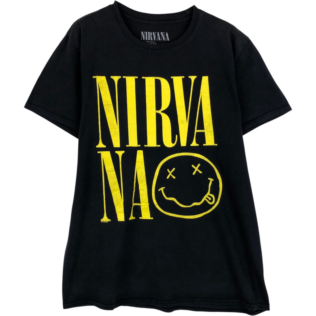 NIRVANA Nirvana Band T-shirt, Band T, Men's L size cotton black type Vintage Second Hand