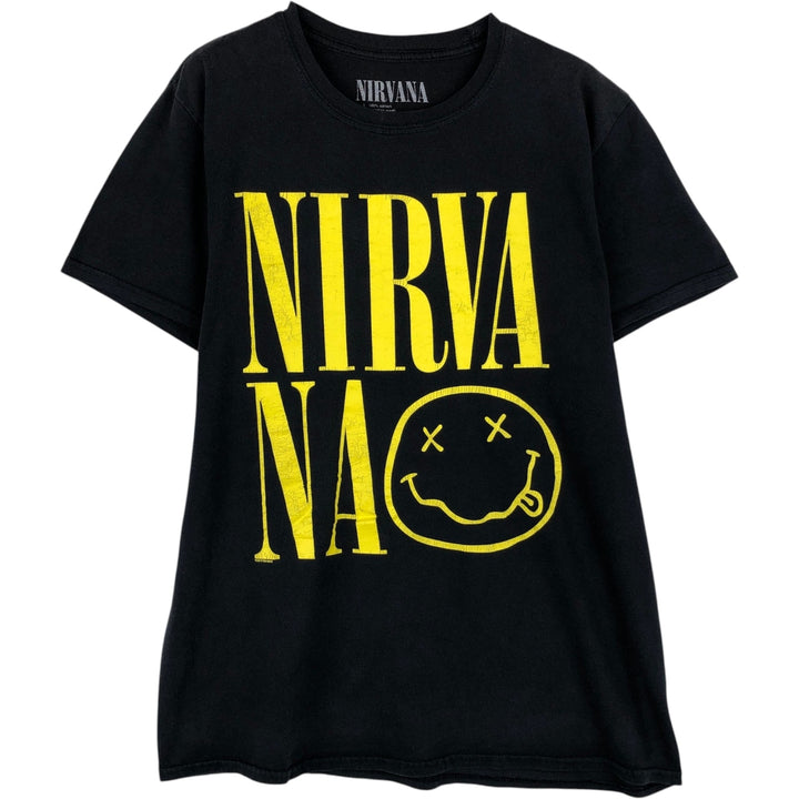 NIRVANA Nirvana Band T-shirt, Band T, Men's L size cotton black type Vintage Second Hand