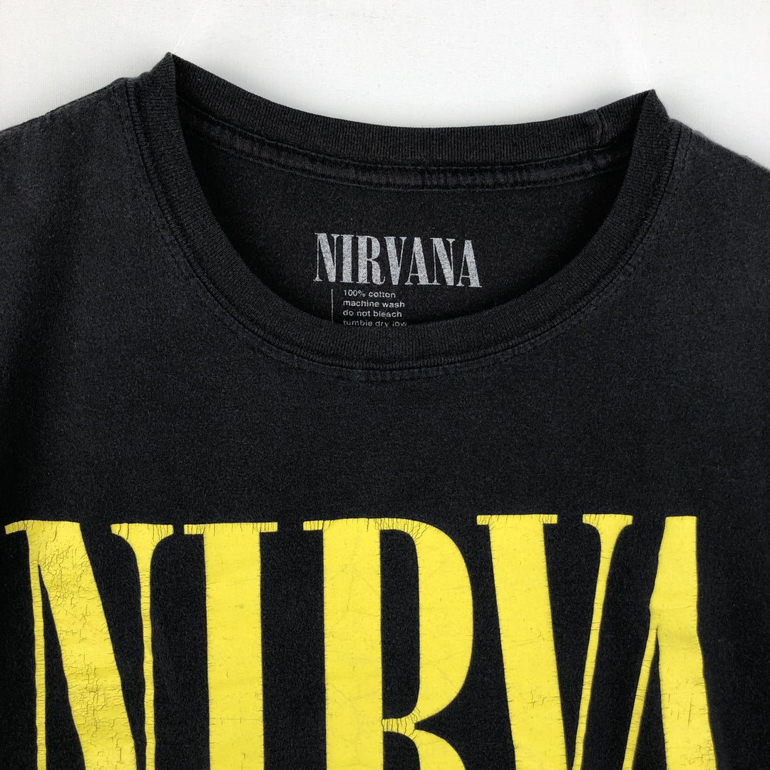 NIRVANA Nirvana Band T-shirt, Band T, Men's L size cotton black type Vintage Second Hand
