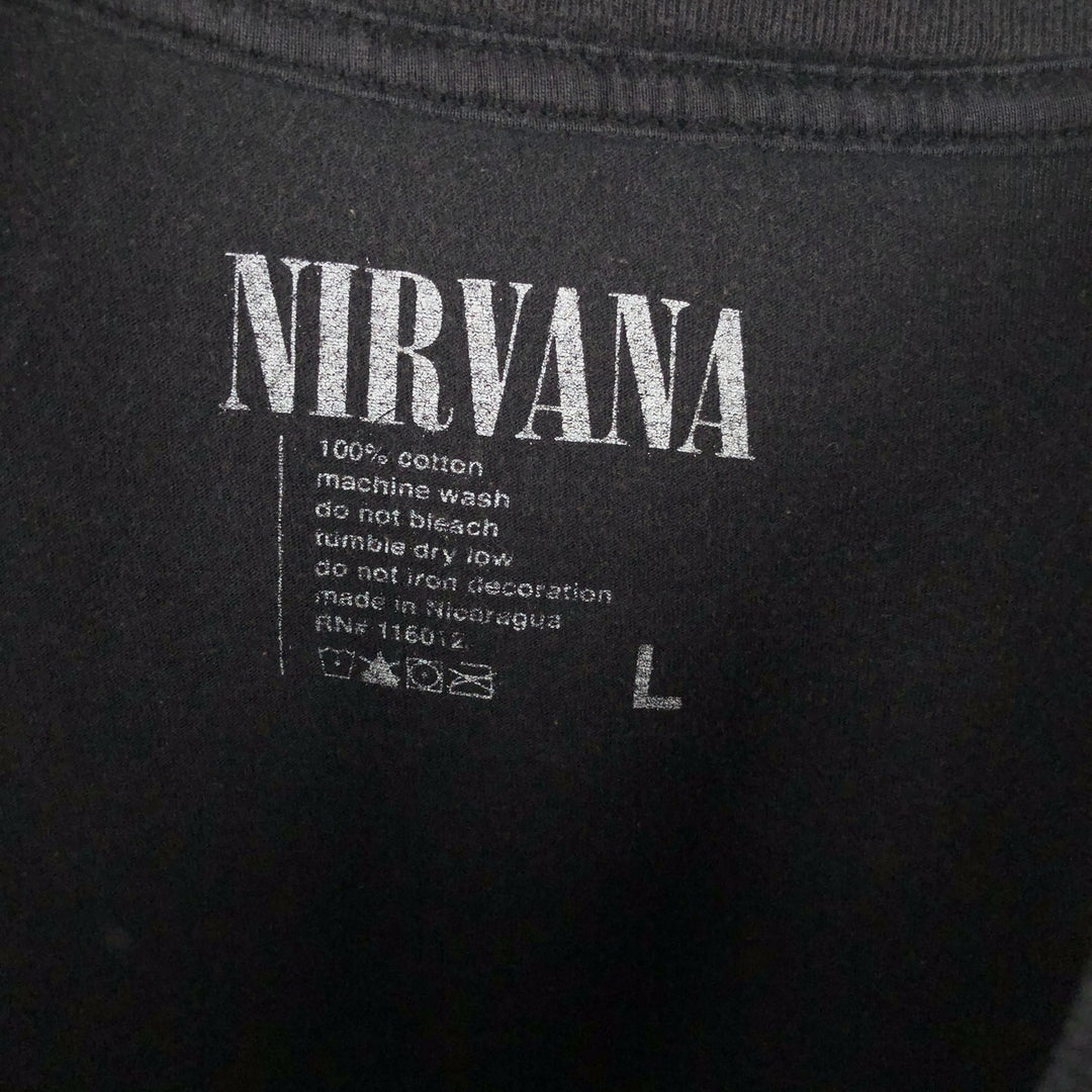 NIRVANA Nirvana Band T-shirt, Band T, Men's L size cotton black type Vintage Second Hand