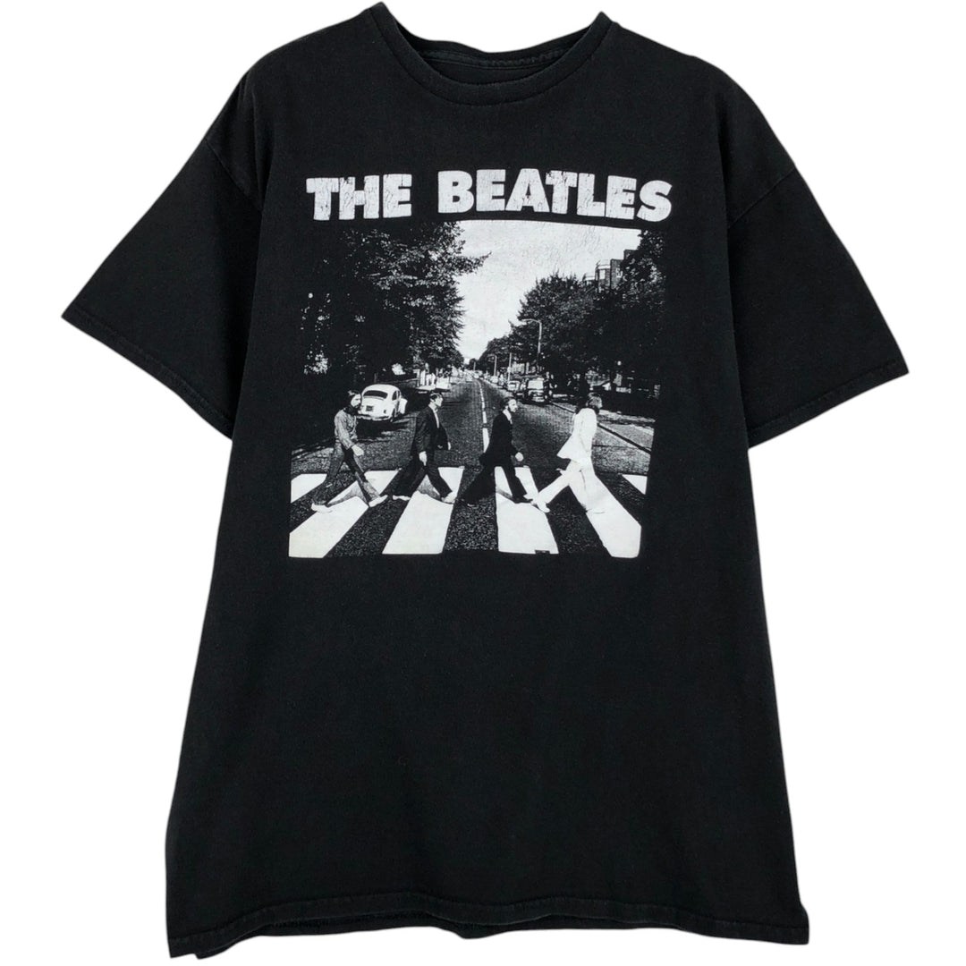 THE BEATLES Band T-shirt, Men's L size cotton black type Vintage Second Hand