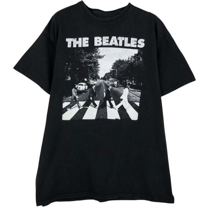 THE BEATLES Band T-shirt, Men's L size cotton black type Vintage Second Hand