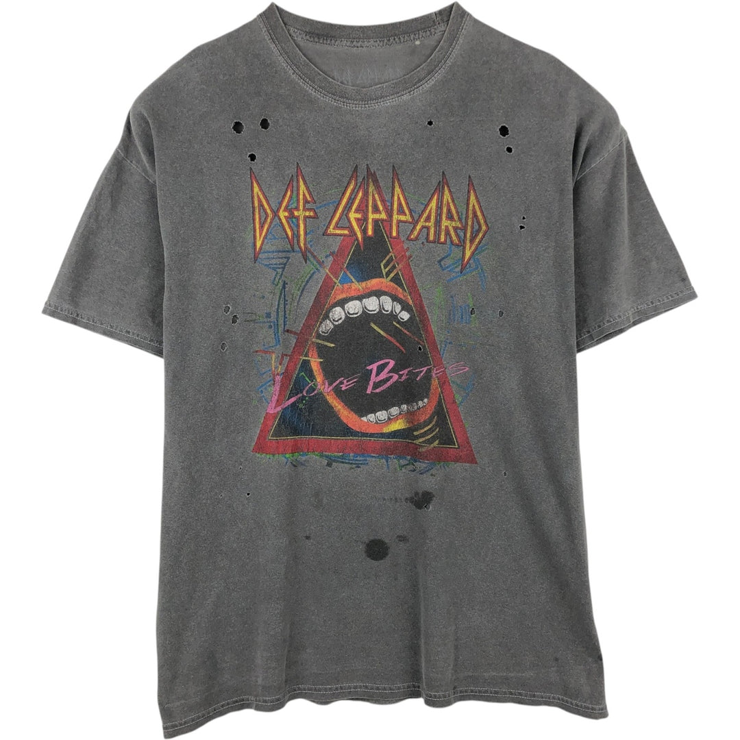 DEF LEPPARD Def Leppard Band T-shirt Band T Men's XL size cotton Charcoal Vintage Second Hand