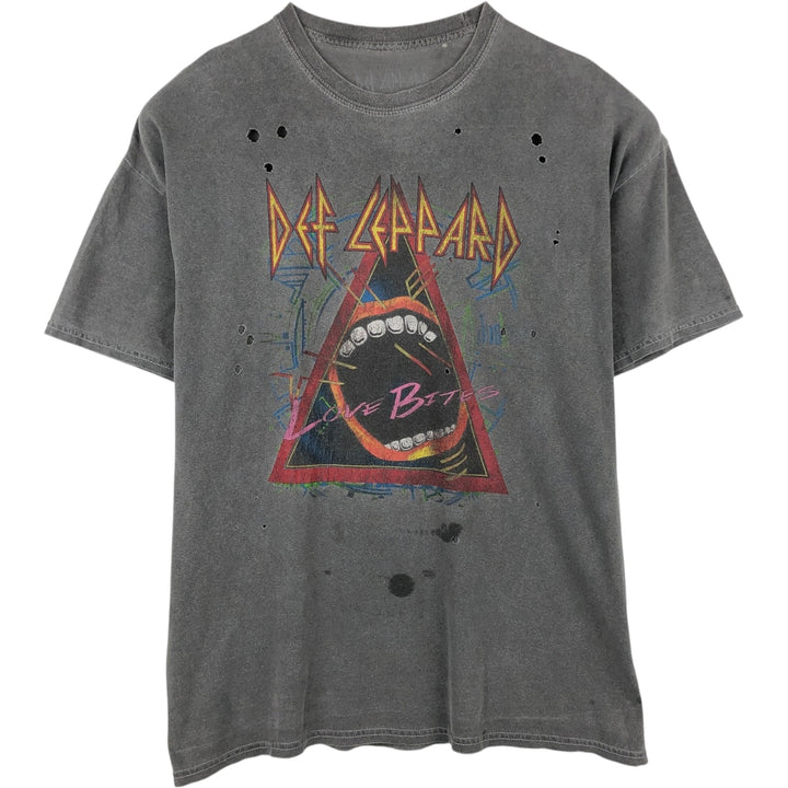 DEF LEPPARD Def Leppard Band T-shirt Band T Men's XL size cotton Charcoal Vintage Second Hand