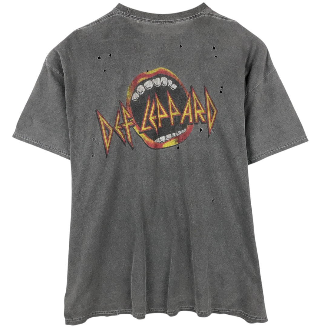 DEF LEPPARD Def Leppard Band T-shirt Band T Men's XL size cotton Charcoal Vintage Second Hand