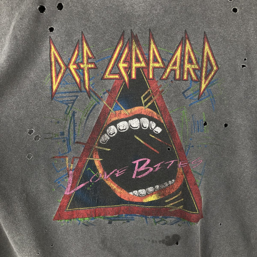 DEF LEPPARD Def Leppard Band T-shirt Band T Men's XL size cotton Charcoal Vintage Second Hand