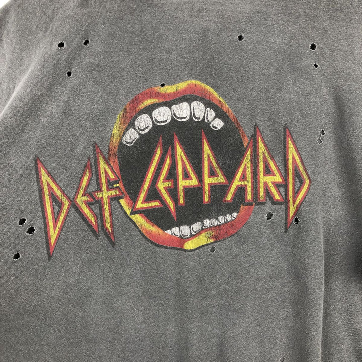 DEF LEPPARD Def Leppard Band T-shirt Band T Men's XL size cotton Charcoal Vintage Second Hand