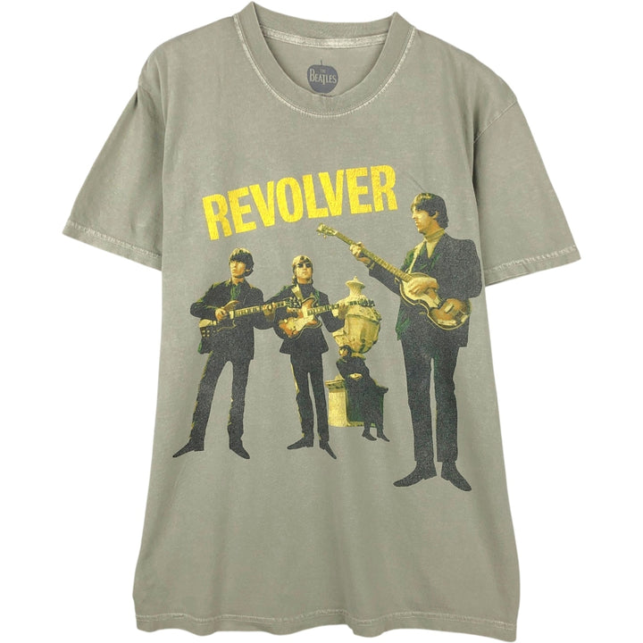 THE BEATLES Band T-shirt, Men's M size cotton Khaki type sage green Vintage Second Hand