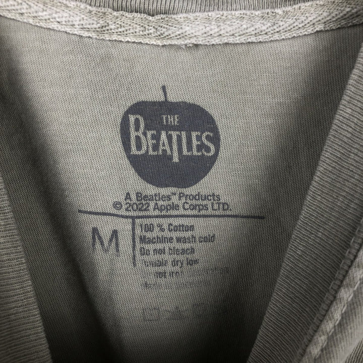 THE BEATLES Band T-shirt, Men's M size cotton Khaki type sage green Vintage Second Hand