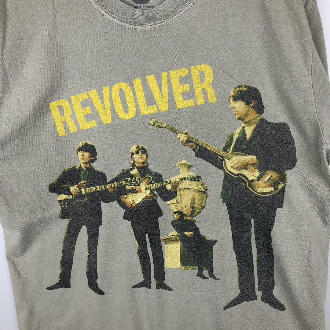THE BEATLES Band T-shirt, Men's M size cotton Khaki type sage green Vintage Second Hand