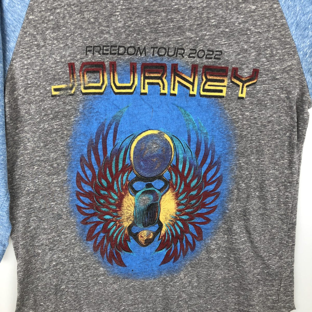 Threadfast Apparel JOURNEY 3/4 Sleeve Raglan Band T-Shirt (Men's Size M) unclear Charcoal Vintage Second Hand