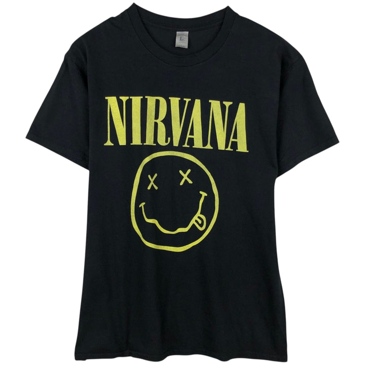 NIRVANA Nirvana Band T-shirt, Band T, Men's L size cotton black type Vintage Second Hand