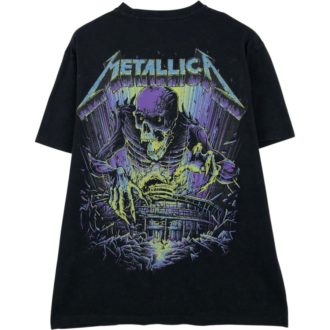 METALLICA Skull Pattern Band T-shirt Band Tee Men's M size cotton black type Vintage Second Hand