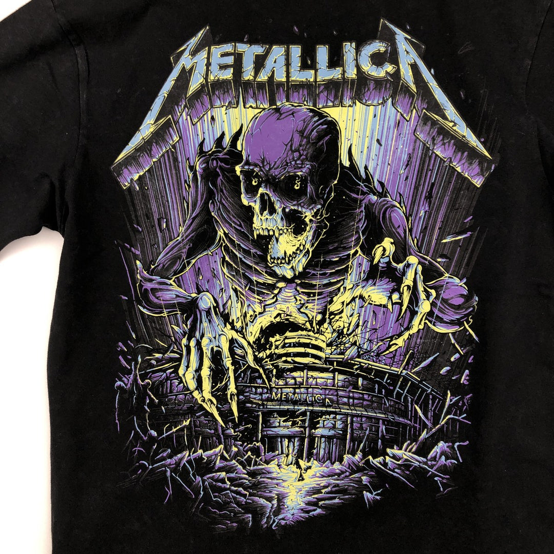 METALLICA Skull Pattern Band T-shirt Band Tee Men's M size cotton black type Vintage Second Hand