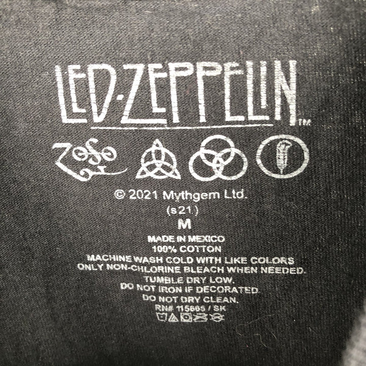 LED ZEPPELIN Led Zeppelin Band T-shirt Band T Men's M size cotton black type Vintage Second Hand