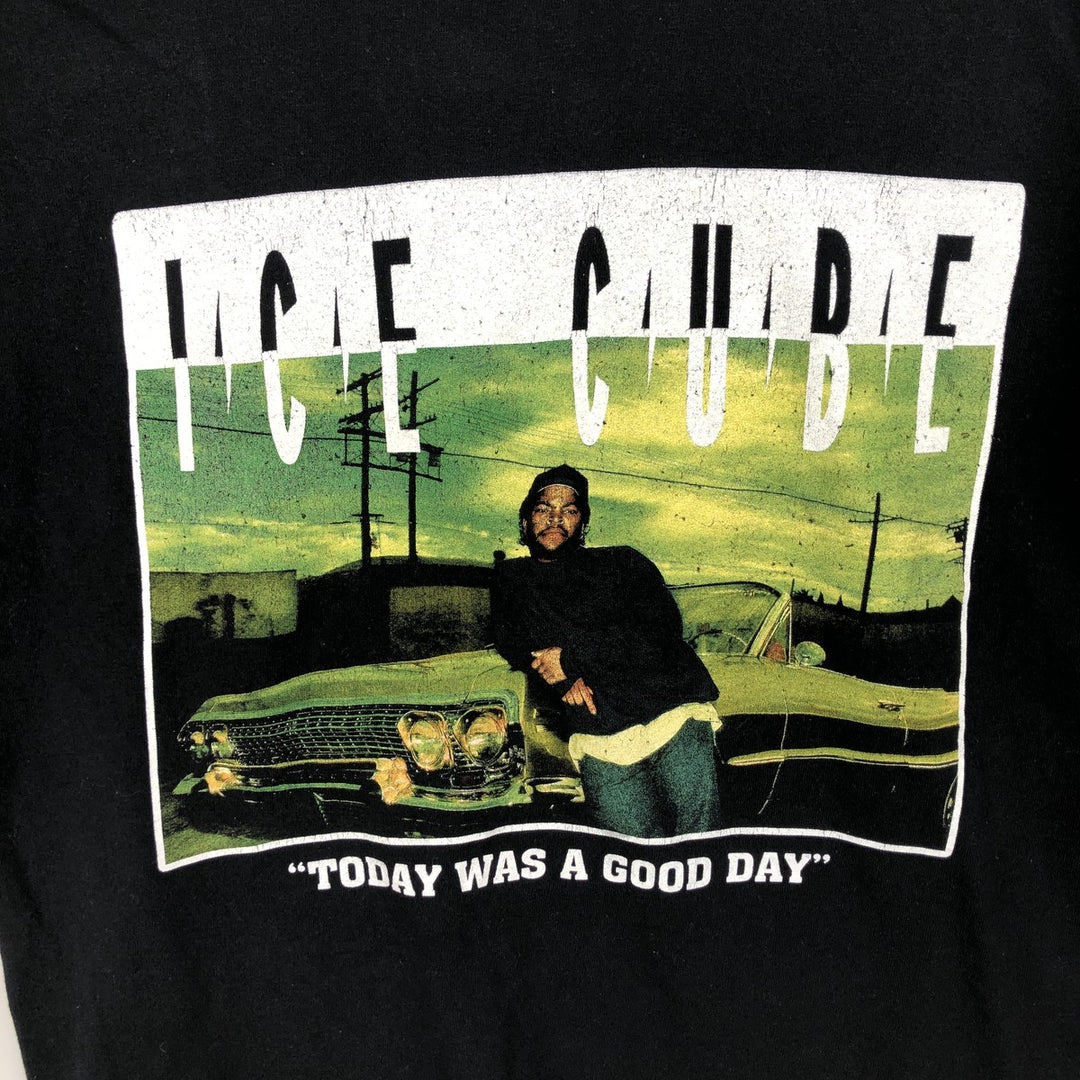 ICE CUBE Rap T-shirt, Men's L size cotton black type Vintage Second Hand