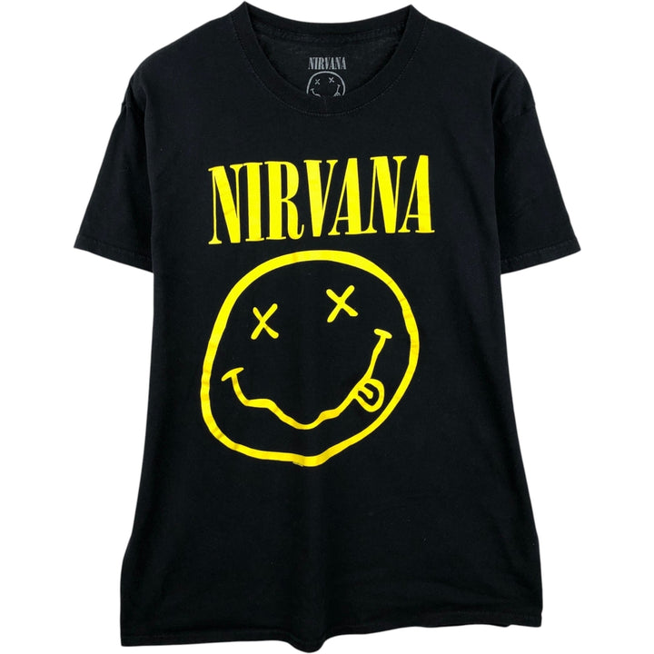 NIRVANA Nirvana Band T-shirt, Band T, Men's L size cotton black type Vintage Second Hand