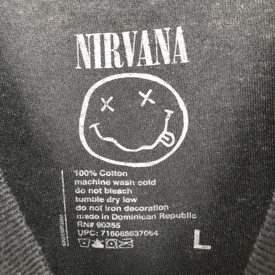 NIRVANA Nirvana Band T-shirt, Band T, Men's L size cotton black type Vintage Second Hand