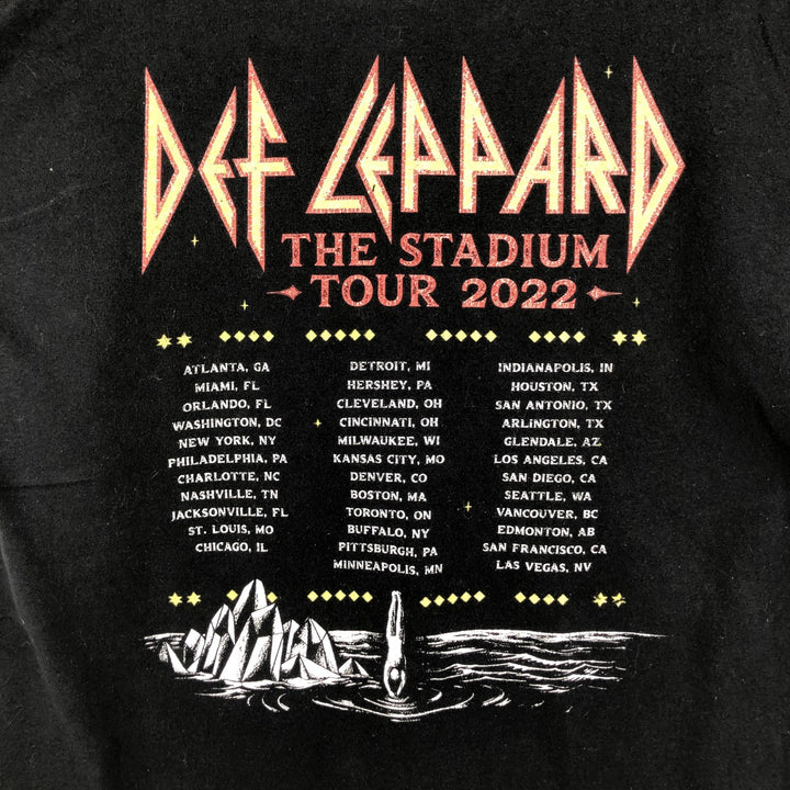 DEF LEPPARD Def Leppard Band T-shirt Band T Men's XL size unclear black type Vintage Second Hand