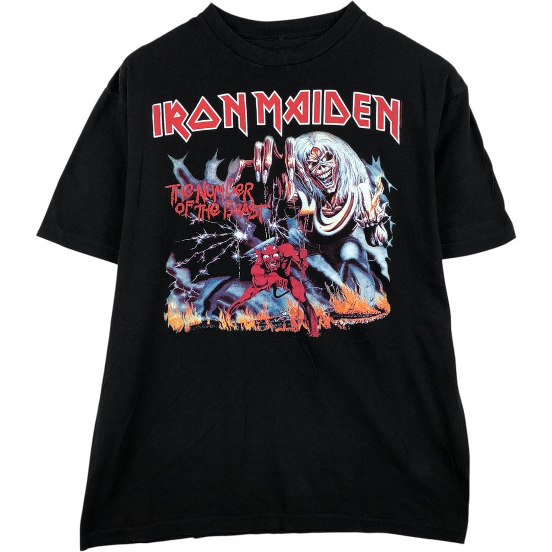 IRON MAIDEN Iron Maiden Band T-shirt Band T Men's L size cotton black type Vintage Second Hand