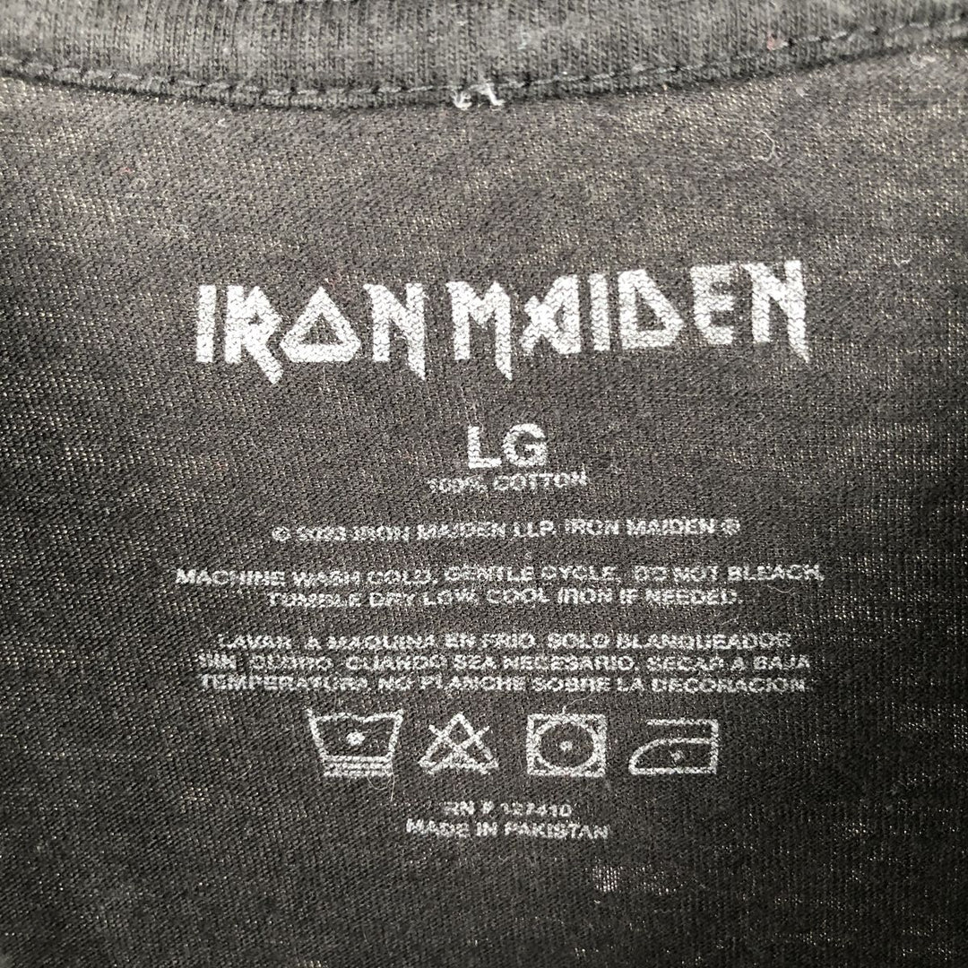 IRON MAIDEN Iron Maiden Band T-shirt Band T Men's L size cotton black type Vintage Second Hand